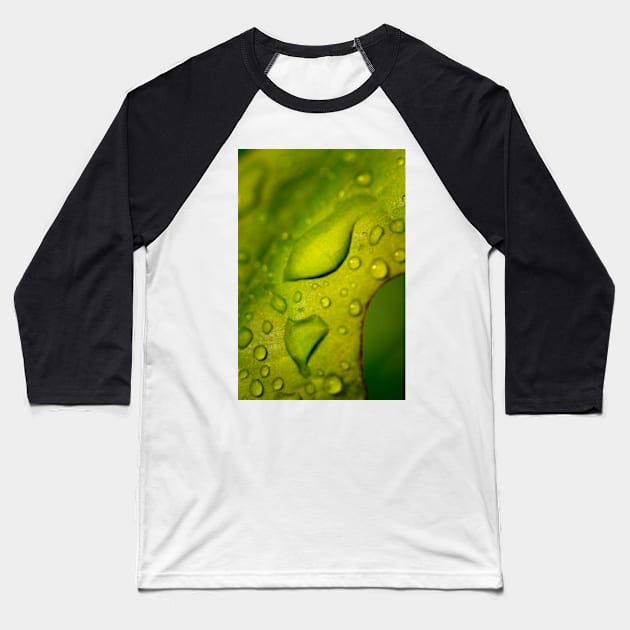 Lime green liquid leaf Baseball T-Shirt by heidiannemorris